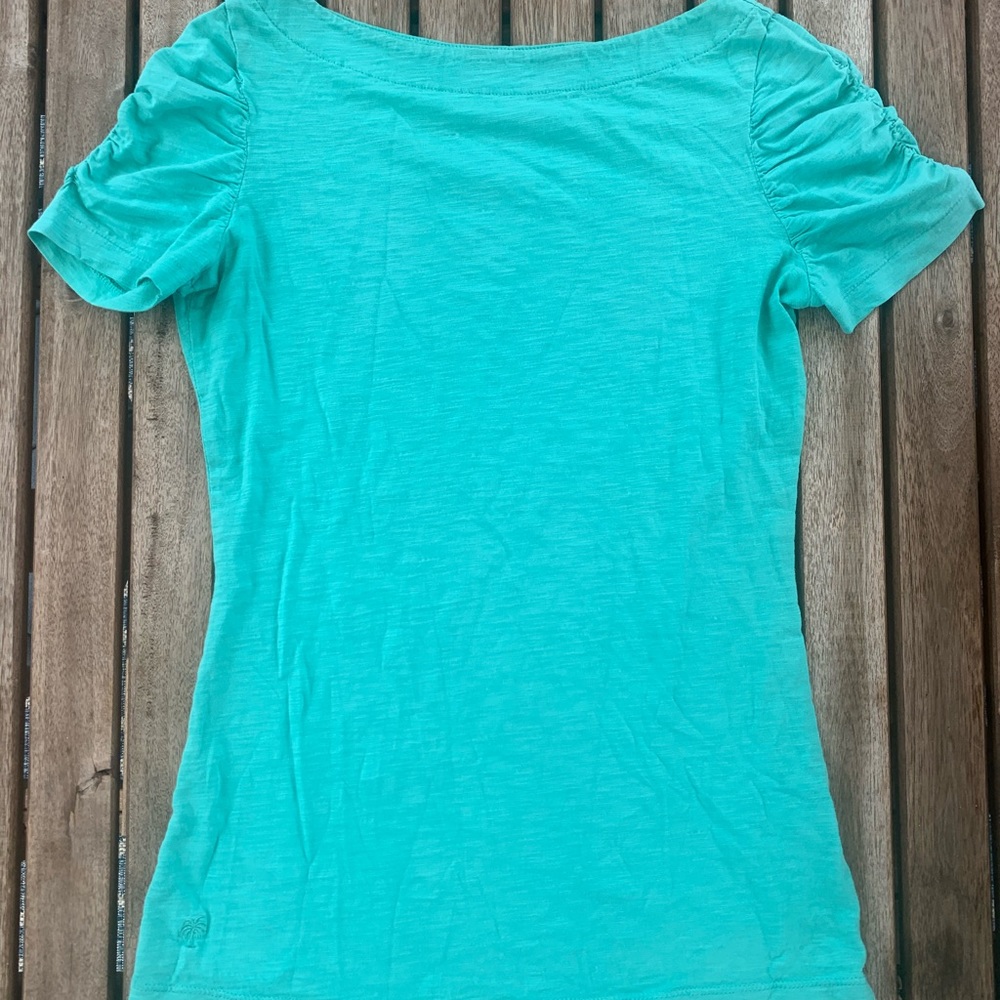 Lilly Pulitzer ruched Sleeve Boatneck Tee